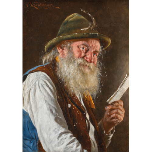 Austrian peasant with a notebook in his left hand